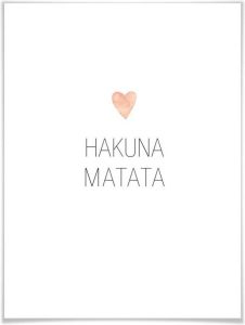 Wall-Art Poster Hart opschrift Hakuna Matata Poster artprint wandposter (1 stuk)