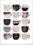 Wall-Art Poster Koffiekopjes zwart goudkleur (1 stuk) - Thumbnail 1