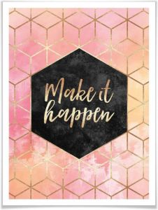 Wall-Art Poster Make it Happen Gold (1 stuk)