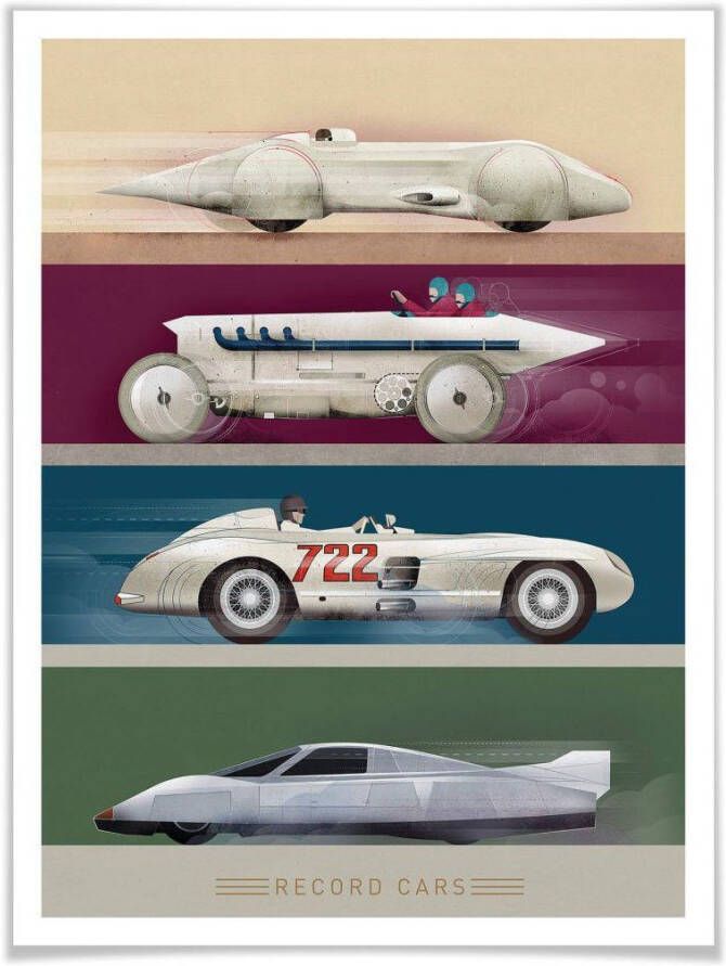 Wall-Art Poster Record Cars Poster zonder lijst (1 stuk)