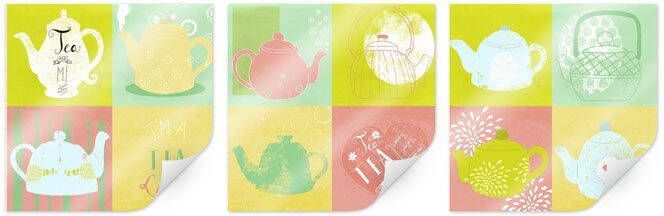 Wall-Art Poster Set van 3 wanddecoratie voor de eetkamer Tea Time (set 3 stuks)