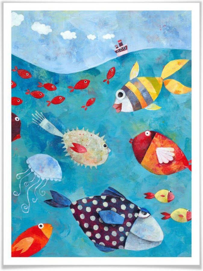 Wall-Art Poster Sprookje artprints vissen in de zee (1 stuk)