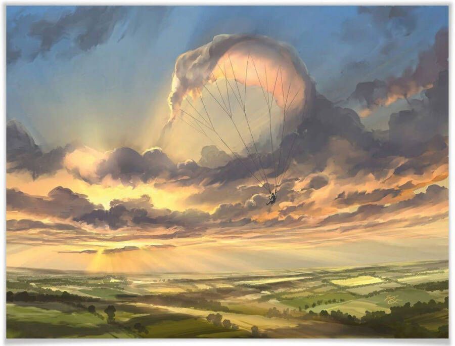Wall-Art Poster Surrealisme artprint Vliegende wolken (1 stuk)