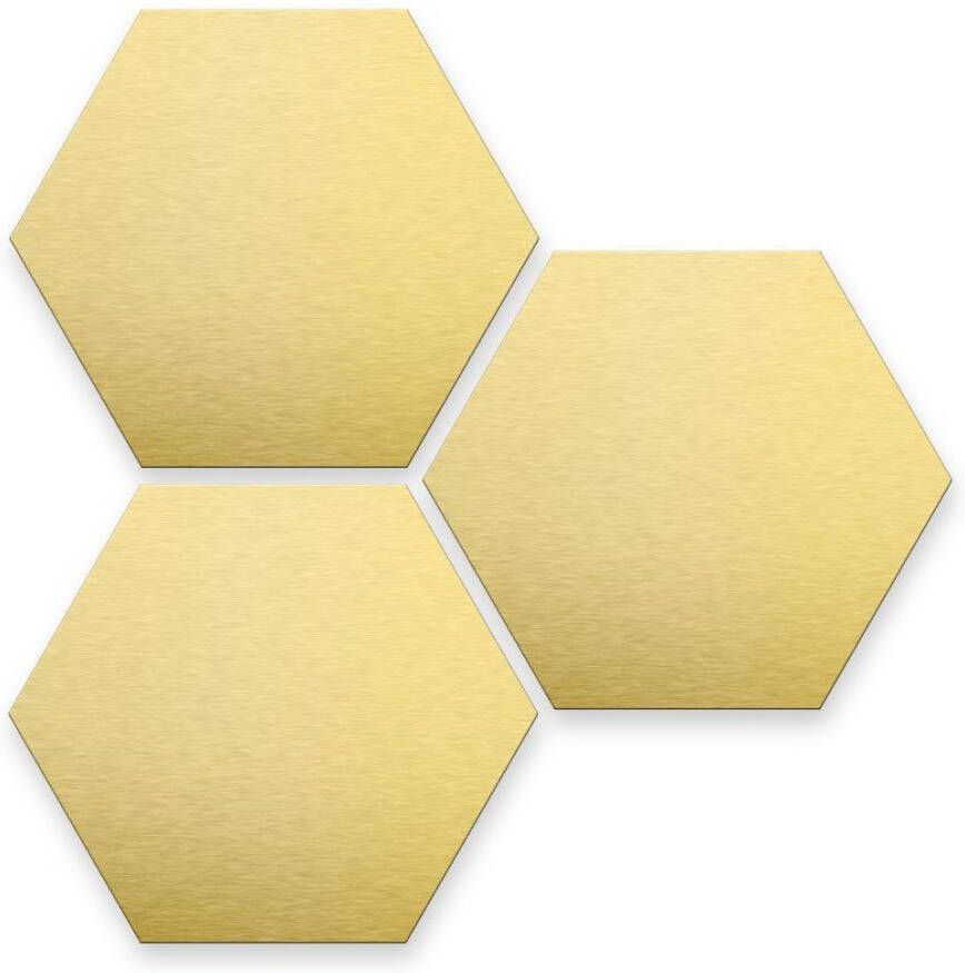 Wall-Art Poster Set van 3 geometrische goudkleurige wanddecoratie (set 3 stuks)