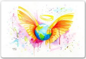 Wall-Art Print op glas Buttafly engel 60 40 cm