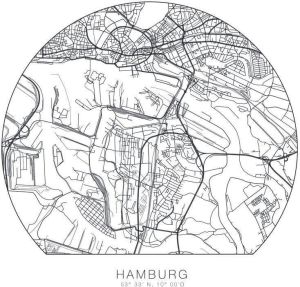 Wall-Art Wandfolie Hamburg Plattegrond te verwijderen (1 stuk)