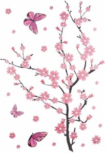Wall-Art Wandfolie Kersenbloesem met vlinders