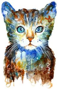 Wall-Art Wandfolie Levensvreugd kleine kat (1 stuk)
