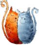 Wall-Art Wandfolie Levensvreugd verliefde poezen (1 stuk) - Thumbnail 1