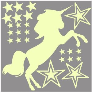 Wall-Art Wandfolie Lichtgevende sticker eenhoorn paarden (1 stuk)