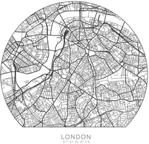 Wall-Art Wandfolie Londen Plattegrond zelfklevend (1 stuk)