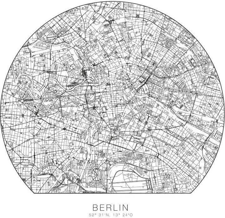 Wall-Art Wandfolie Muursticker Berlijn plattegrond (1 stuk)
