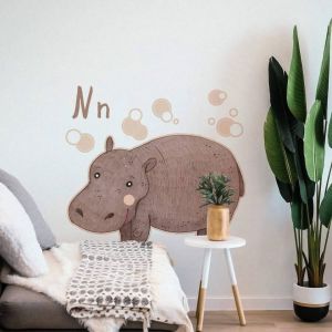 Wall-Art Wandfolie Nijlpaard Hippo letter N (1 stuk)