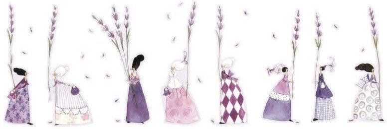 Wall-Art Wandfolie Paars lavendel Bloemen meisje (1 stuk)