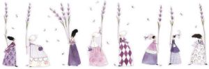 Wall-Art Wandfolie Paars lavendel Bloemen meisje (1 stuk)