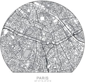 Wall-Art Wandfolie Parijs Behang rond plattegrond (1 stuk)