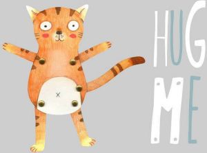 Wall-Art Wandfolie Teddy tijger kat Hug me (1 stuk)