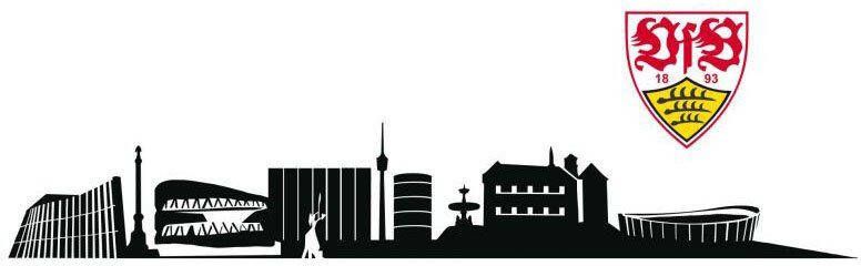 Wall-Art Wandfolie VfB Stuttgart skyline met logo (1 stuk)
