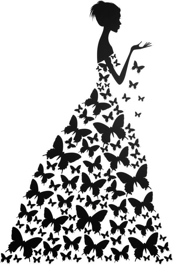 Wall-Art Wandfolie Vlindervrouw zelfklevend verwijderbaar