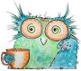 Wall-Art Wandfolie Vogel koffie uil Coffee Owl (1 stuk) - Thumbnail 1