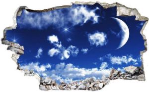 Wall-Art Wandfolie Wolken sticker 3D maan hemel (1 stuk)