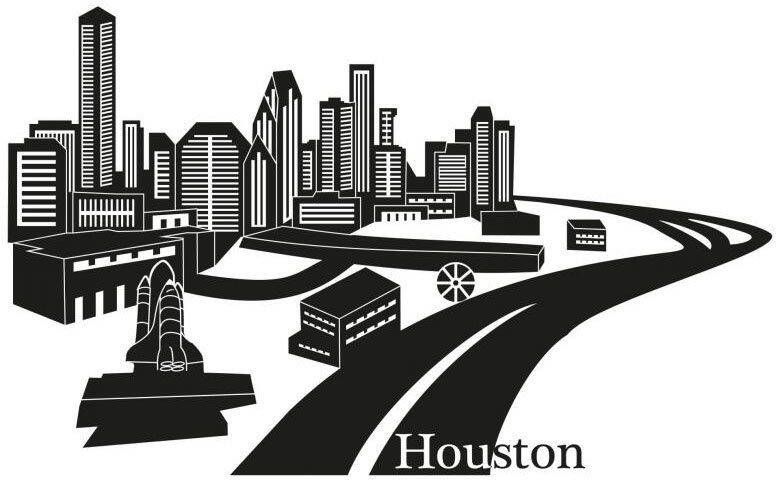 Wall-Art Wandfolie XXL stad skyline Houston 100 cm (1 stuk)