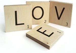 Wall-Art Wandspreuk Scrabble deco letters Love (set 4 stuks)