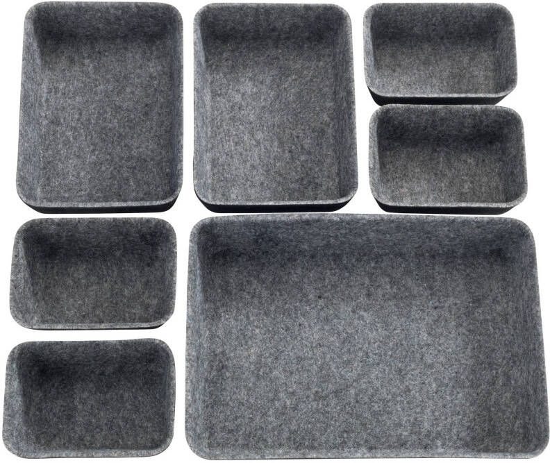 Wenko Organizer Opbergdozen voor lades 3 maten gerecycled polyester vilt (set 7-delig)