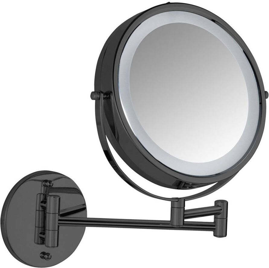 Wenko Wandspiegel Power-Loc LED model Lumi Cosmetic mirror met verlichting 5x vergroting zonder boren