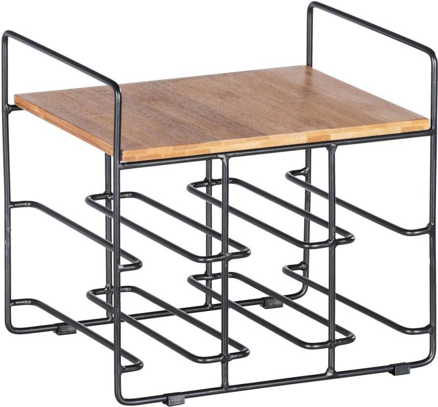 Wenko Wijnflessenhouder Loft Flessenrek voor 6 flessen met plank metaal en bamboe
