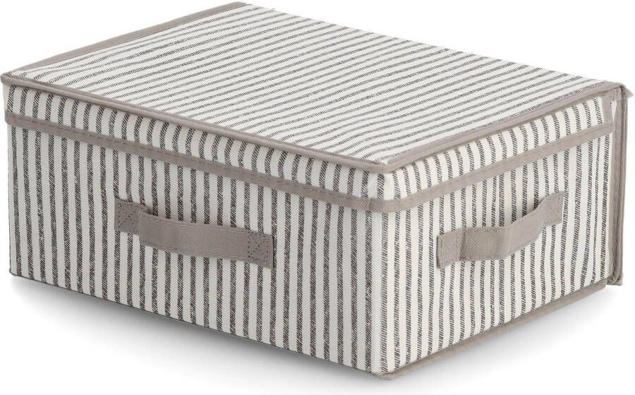 Zeller Present Opbergbox Strepen Fleece beige