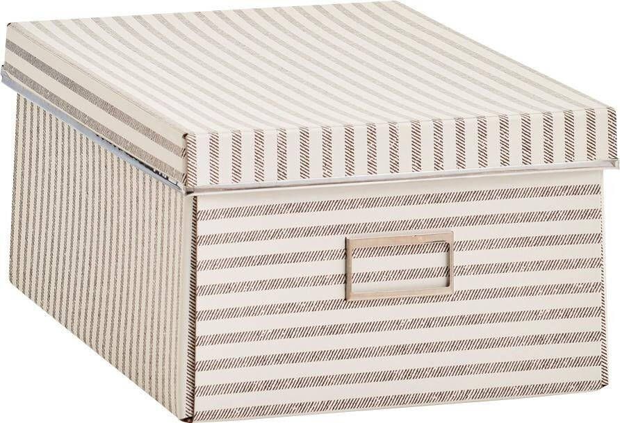 Zeller Present Opbergbox Strepen Karton beige