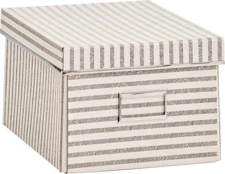 Zeller Present Opbergbox Strepen Karton beige