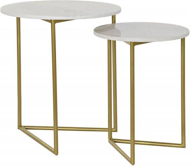 Sizland Dezign Bijzettafels Malee Metaal & Marmer Goud & Wit