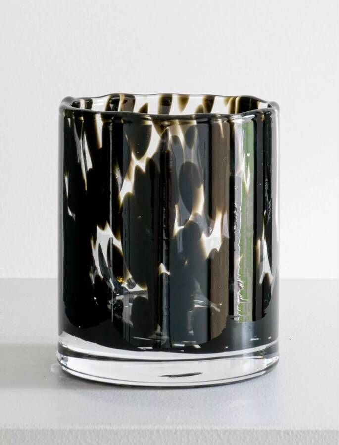 Sizland Dezign Waxinelichthouder glas waxinelichthouder Oyster Midnight waxinelichthouder zwart