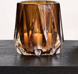 Sizland Dezign Kaarshouders Cherokee Glas Cognac set van 2 stuks