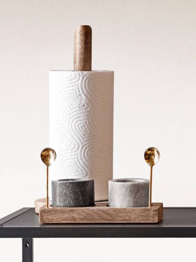 Sizland Dezign Keukenrolhouder Cucina Marmer Bruin met label