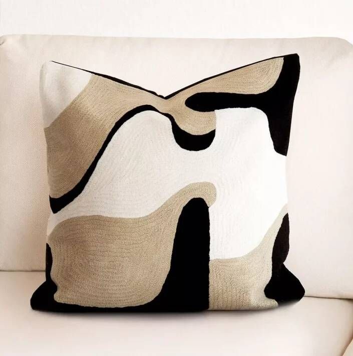 Sizland Dezign Sierkussen katoen sierkussen Sahara Storm sierkussen beige wit & zwart 50x50
