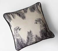 Sizland Dezign Sierkussen polyester sierkussen Velvet Panthera sierkussen beige & zwart 50x50