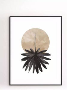 Sizland Dezign Poster Moon Art No. 1 Papier Crème Goud & Zwart Klein