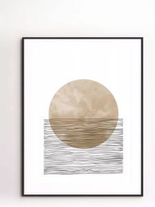 Sizland Dezign Poster Moon Art No. 2 Papier Crème Goud & Zwart Klein