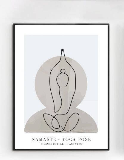 Sizland Dezign Poster Namaste Gedrukt papier Beige Zwart Wit & Grijs 30x40 cm