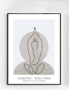 Sizland Dezign Poster Namaste Gedrukt papier Beige Zwart Wit & Grijs 50×70 cm