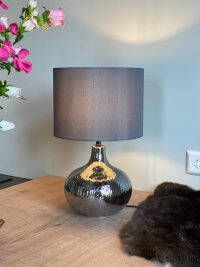 Sizland Dezign Tafellamp Sparkle Glas- Zilver Zwart Grijs