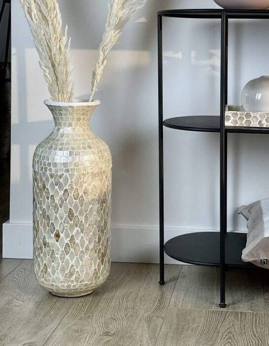 Sizland Dezign Vaas bamboo vaas Bamboo Nacre vaas beige & wit