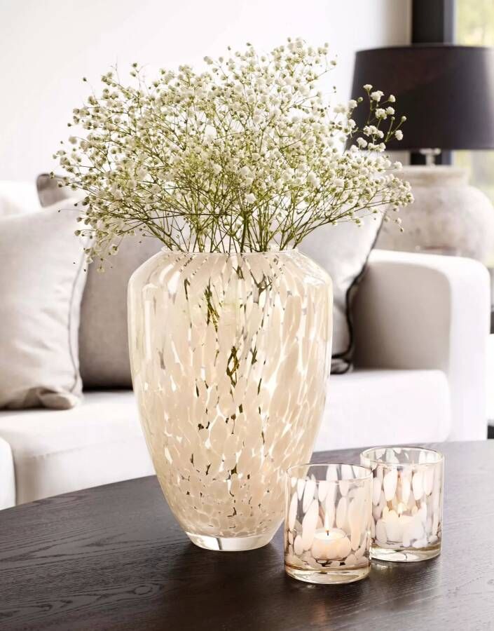 Sizland Dezign Vaas glas vaas Oyster Vanillia Bean vaas wit beige