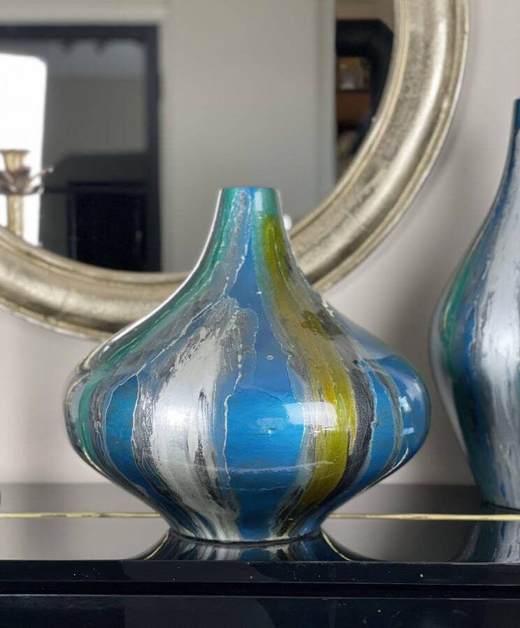 Sizland Dezign Vaas keramiek vaas Blue Queen bol vaas blauw
