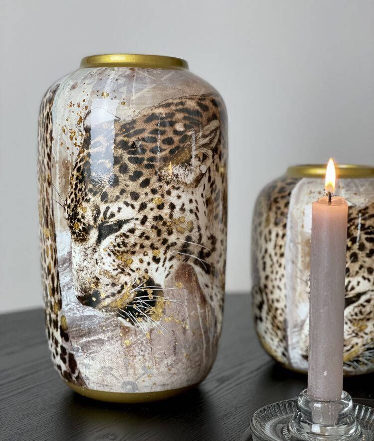 Sizland Dezign Vaas keramiek vaas Leopard groot vaas goud