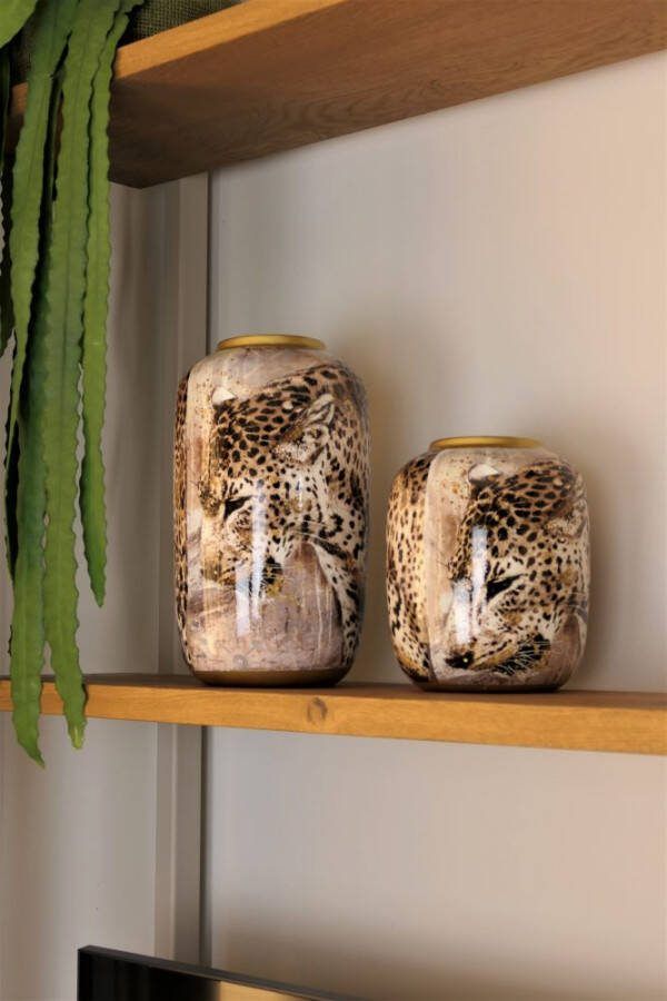 Sizland Dezign Vaas keramiek vaas Leopard klein vaas brons