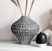 Sizland Dezign Vaas keramiek vaas Kamelia Vaas grijs & wit